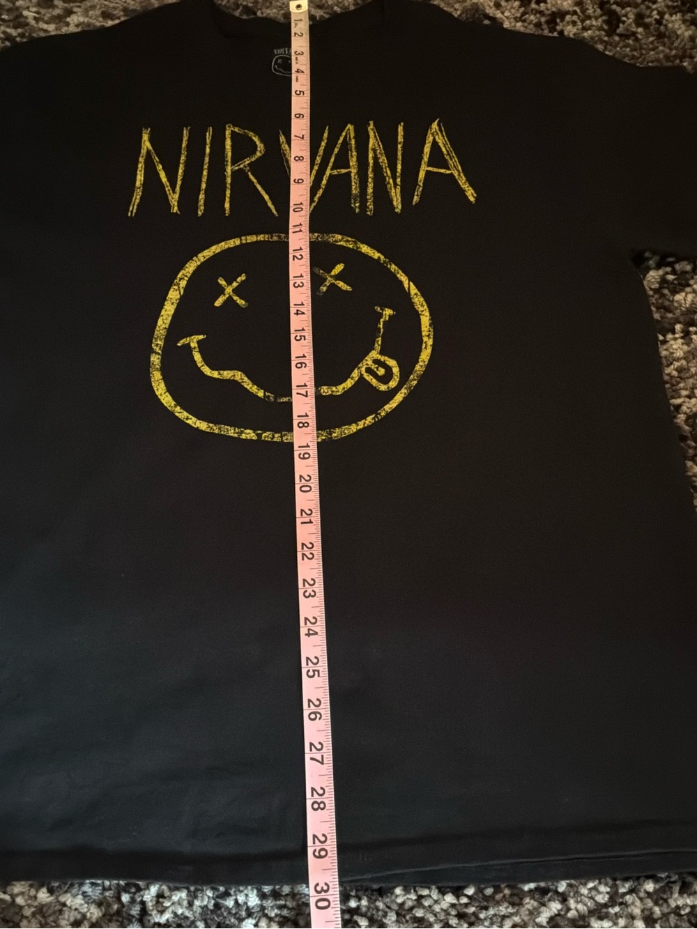 NIRVANA Black Tee with Yellow Smiley Graphic - Picture 4 of 6